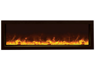 Amantii 50" Slim Indoor or Outdoor Built-in Electric Fireplace with Black Steel Surround