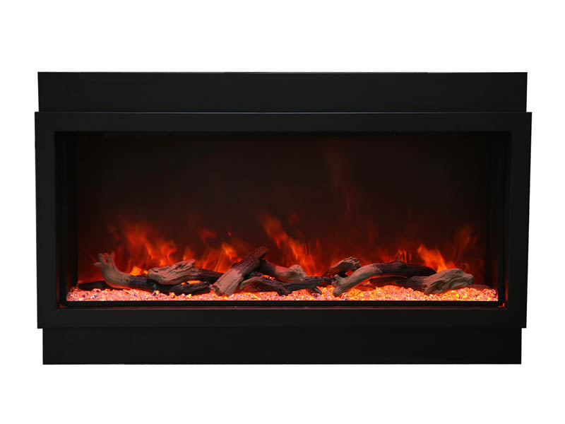 Amantii 60" Deep XT Indoor or Outdoor Built-in Electric Fireplace with Black Steel Surround