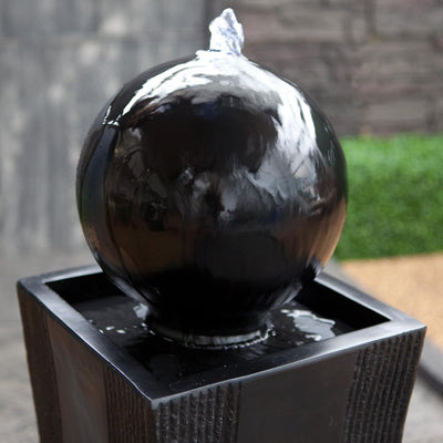 Sphere on Stand Fountain with White LED Lights