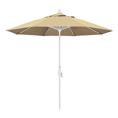 California Umbrella 9' Golden State Series Patio Umbrella With Matted White Aluminum Pole Aluminum Ribs Collar Tilt Crank Lift With Pacifica Fabric