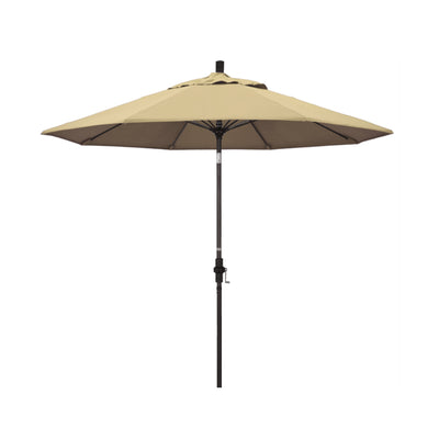 California Umbrella 9' Sun Master Series Patio Umbrella With Bronze Aluminum Pole Fiberglass Ribs Collar Tilt Crank Lift With Pacifica Fabric