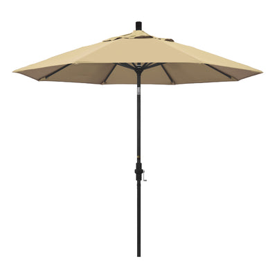 California Umbrella 9' Golden State Series Patio Umbrella With Stone Black Aluminum Pole Aluminum Ribs Collar Tilt Crank Lift With Pacifica Fabric