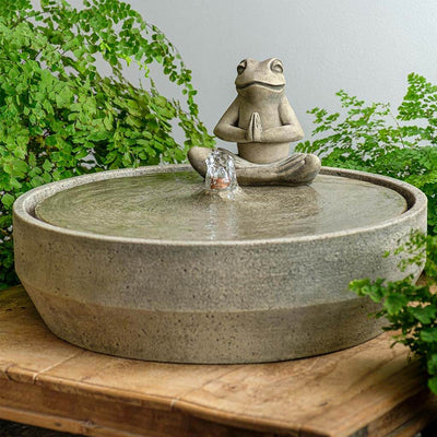 Beveled Yoga Frog Outdoor Water Fountain