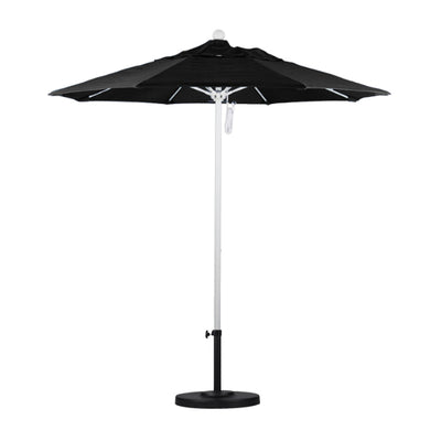California Umbrella 7.5' Venture Series Patio Umbrella With Matted White Aluminum Pole Fiberglass Ribs Push Lift With Olefin Fabric