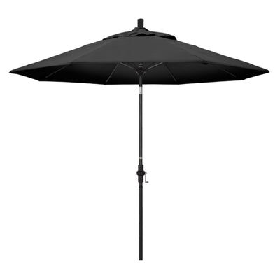 California Umbrella 9' Sun Master Series Patio Umbrella With Matted Black Aluminum Pole Fiberglass Ribs Collar Tilt Crank Lift With Olefin Fabric
