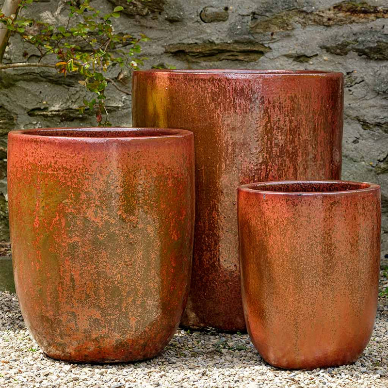 Brantome Planter Set of 3 in Volcanic Red
