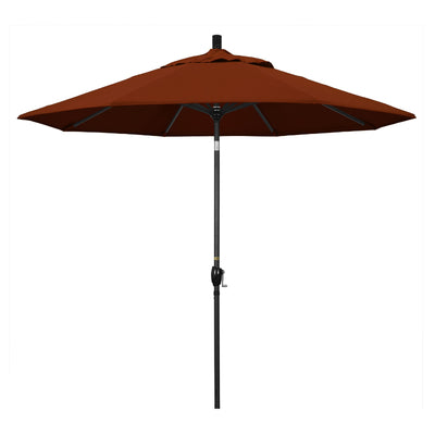 California Umbrella 9' Pacific Trail Series Patio Umbrella With Stone Black Aluminum Pole Aluminum Ribs Push Button Tilt Crank Lift With Pacifica Fabric