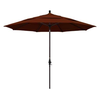 California Umbrella 11' Sun Master Series Patio Umbrella With Bronze Aluminum Pole Fiberglass Ribs Collar Tilt Crank Lift With Pacifica Fabric