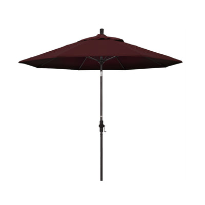 California Umbrella 9' Sun Master Series Patio Umbrella With Matted Black Aluminum Pole Fiberglass Ribs Collar Tilt Crank Lift With Pacifica Fabric