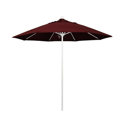 California Umbrella 9' Venture Series Patio Umbrella With Matted White Aluminum Pole Fiberglass Ribs Push Lift With Pacifica Fabric