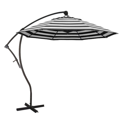 California Umbrella 9' Bayside Series Cantilever With Bronze Aluminum Pole Aluminum Ribs 360 Rotation Tilt Crank Lift With Sunbrella Fabric