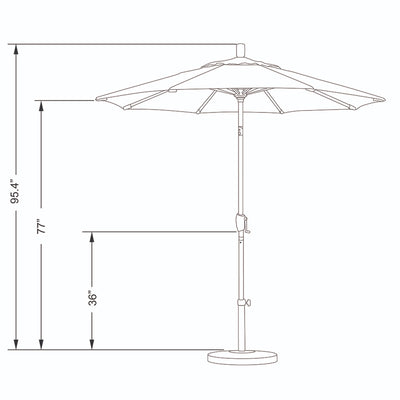 California Umbrella 7.5' Pacific Trail Series Patio Umbrella With Matted White Aluminum Pole Aluminum Ribs Push Button Tilt Crank Lift With Olefin Fabric