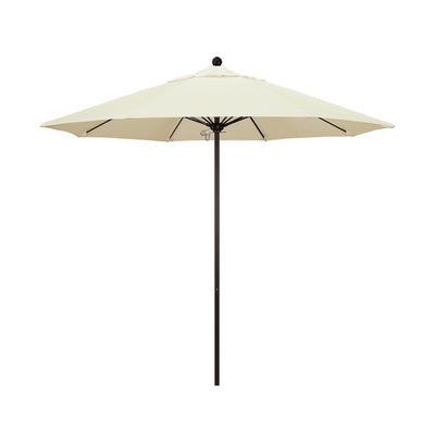 California Umbrella 9' Venture Series Patio Umbrella With Bronze Aluminum Pole Fiberglass Ribs Push Lift With Pacifica Fabric