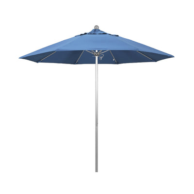 California Umbrella 9' Venture Series Patio Umbrella With Silver Anodized Aluminum Pole Fiberglass Ribs Push Lift With Pacifica Fabric