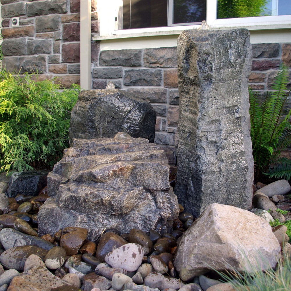 Cascade Mountains Spring Cascade Mini-Mountain Spring Triple Stone Outdoor Fountain – Soothing ...