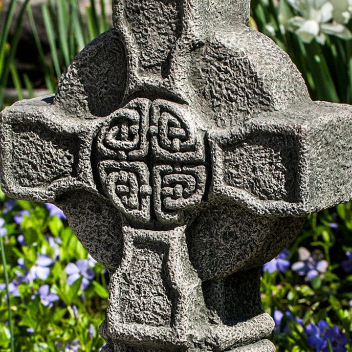 Celtic Cross Cast Stone Garden Statue – Soothing Company