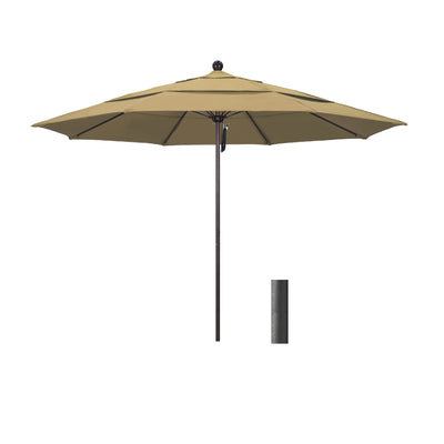 California Umbrella 11' Venture Series Patio Umbrella with Black Aluminum Pole Fiberglass Ribs Pulley Lift With Olefin Fabric