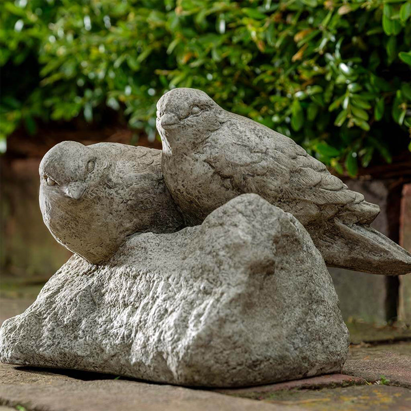 Coupling Two Birds on a Rock Cast Stone Statuary