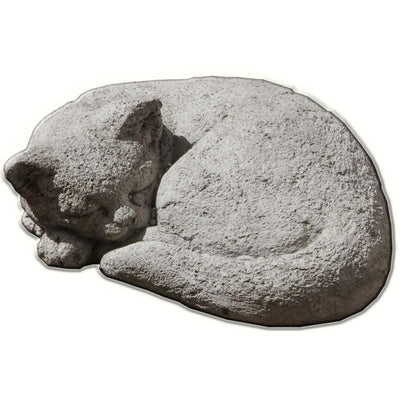 Curled Cat Small Cast Stone Garden Statue