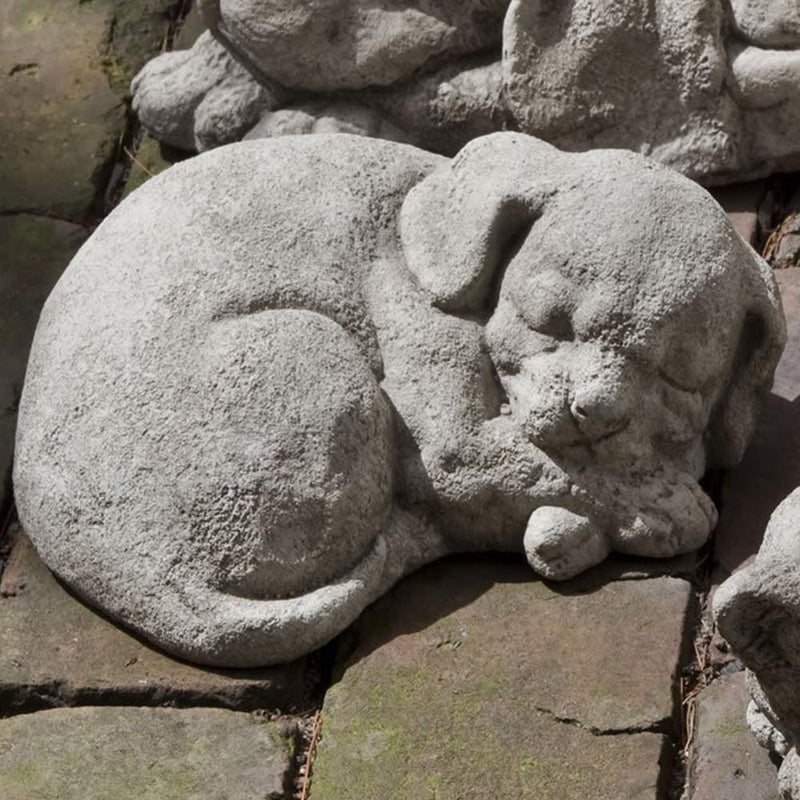 Curled Dog Small Cast Stone Garden Statue