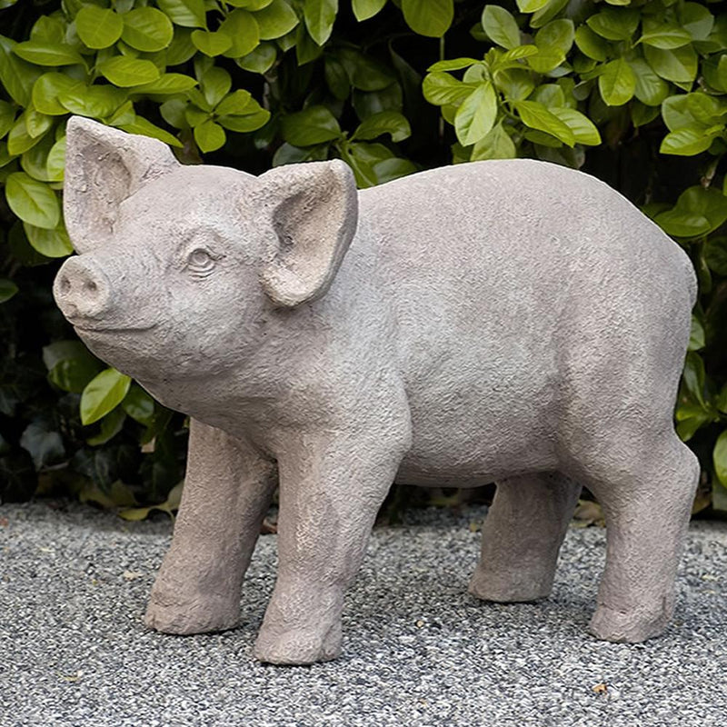 Curly Cast Stone Garden Statue | Pig Statue