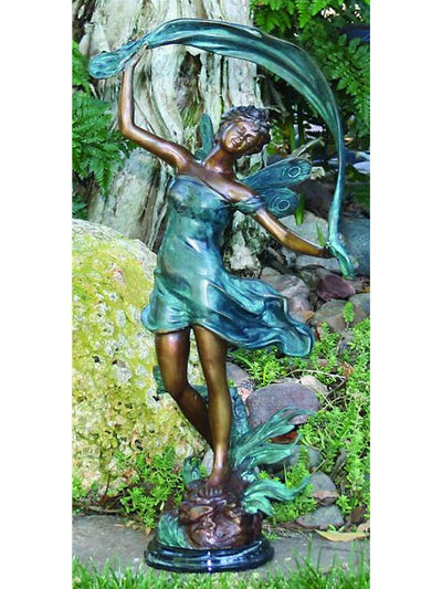 Brass Baron Dancing Fairy Garden Statue