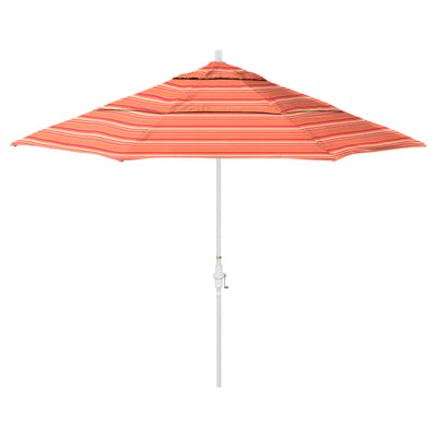 California Umbrella 11' Sun Master Series Patio Umbrella With Matted White Aluminum Pole Fiberglass Ribs Collar Tilt Crank Lift With Sunbrella Fabric
