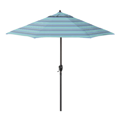 California Umbrella 9' Casa Series Patio Umbrella With Bronze Aluminum Pole Fiberglass Ribs Auto Tilt Crank Lift With Sunbrella Fabric