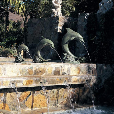 Brass Baron Small Single Dolphin Garden Accent and Pool Statuary