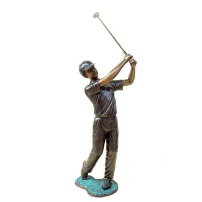 Brass Baron Boy Golfer Statue
