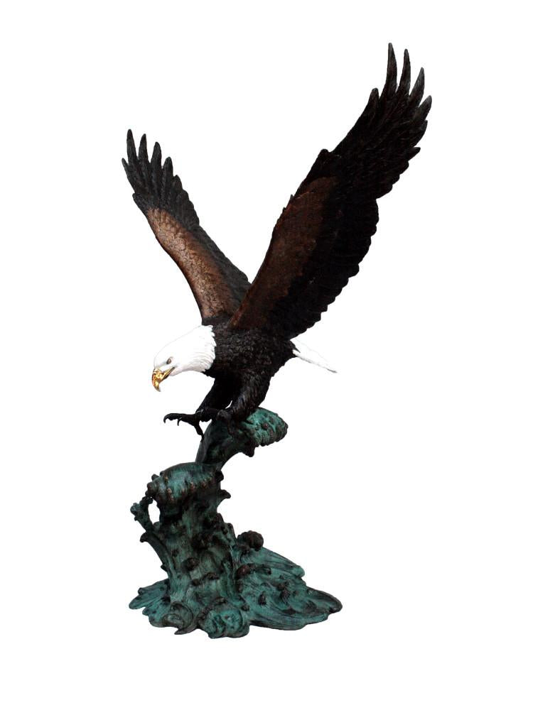 Brass Baron Eagle on Crested Waters Statue