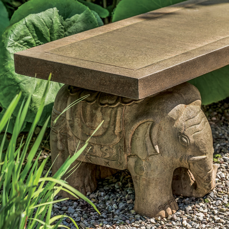 Elephant Cast Stone Garden Bench