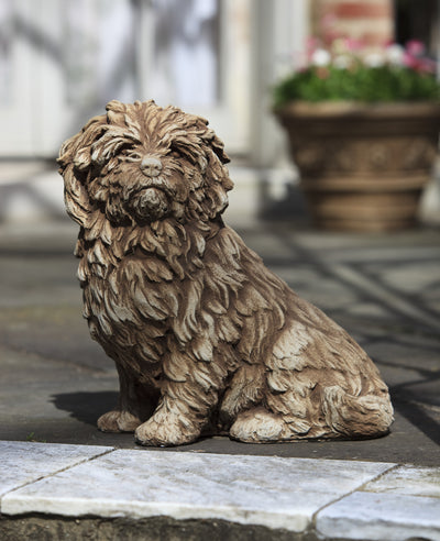 Fluffy Dog Cast Stone Garden Statue