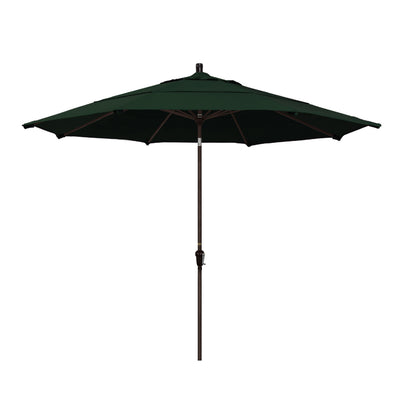 California Umbrella 11' Sunset Series Patio Umbrella With Bronze Aluminum Pole Aluminum Ribs Auto Tilt Crank Lift With Pacifica Fabric