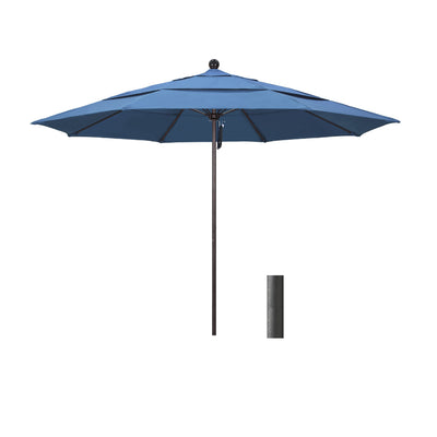 California Umbrella 11' Venture Series Patio Umbrella with Black Aluminum Pole Fiberglass Ribs Pulley Lift With Olefin Fabric