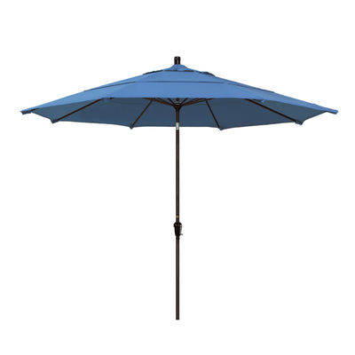 California Umbrella 11' Sunset Series Patio Umbrella With Bronze Aluminum Pole Aluminum Ribs Auto Tilt Crank Lift With Olefin Fabric
