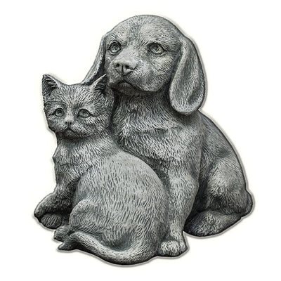 Fur-Ever Friends Cast Stone Garden Statue | Dog & Cat Statue