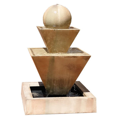 Double Oblique with Ball Outdoor Fountain