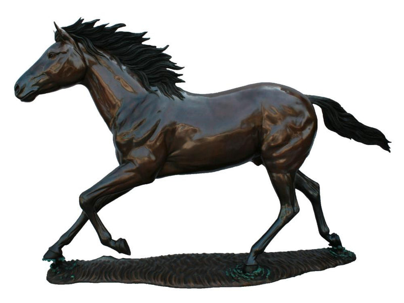 Brass Baron Galloping Stallion Statue