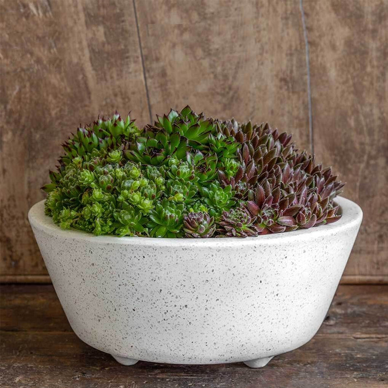 Geo Round Footed Planter Set of 4 in Terrazzo White Finish