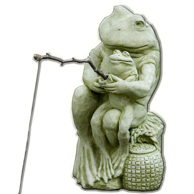 Gone Fishin' Cast Stone Garden Statue | Frog Statue