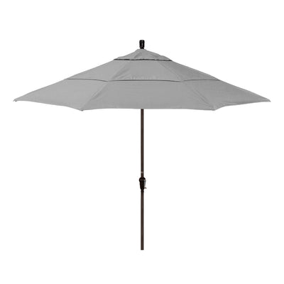California Umbrella 11' Sunset Series Patio Umbrella With Bronze Aluminum Pole Aluminum Ribs Auto Tilt Crank Lift With Sunbrella Fabric