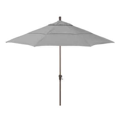 California Umbrella 11' Sunset Series Patio Umbrella With Champagne Aluminum Pole Aluminum Ribs Auto Tilt Crank Lift With Sunbrella Fabric