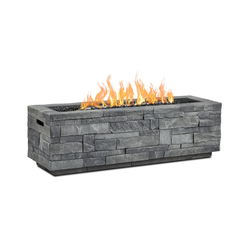 Gray Ledgestone Rectangle Propane Fire Table with NG Conversion Kit