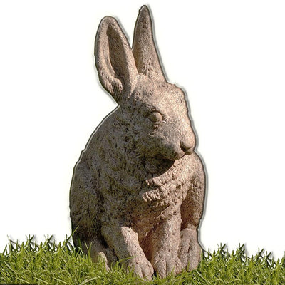 Hare Seated-Ears up Cast Stone Garden Statue | Rabbit Statue