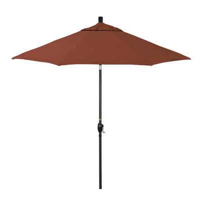 California Umbrella 9' Pacific Trail Series Patio Umbrella With Stone Black Aluminum Pole Aluminum Ribs Push Button Tilt Crank Lift With Sunbrella Fabric