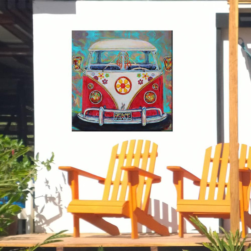 Hippy Van Outdoor Canvas Art