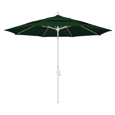 California Umbrella 11' Sun Master Series Patio Umbrella With Matted White Aluminum Pole Fiberglass Ribs Collar Tilt Crank Lift With Olefin Fabric