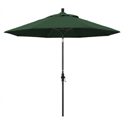 California Umbrella 9' Sun Master Series Patio Umbrella With Matted Black Aluminum Pole Fiberglass Ribs Collar Tilt Crank Lift With Olefin Fabric