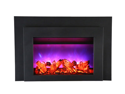 Amantii 30" Electric Fireplace Insert with Black Glass Surround
